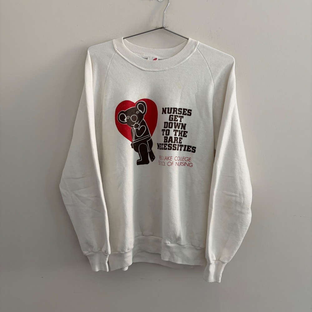 Vintage Jerzees Rend Lake College Nursing Sweatshirt XL White Koala USA Made